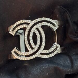 CHANEL Strass CC Open Cuff Bracelet